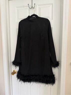 Boohoo Black Lined Dress with Zip Detail size 8